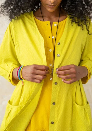 Woven organic cotton smock blouse - lime green