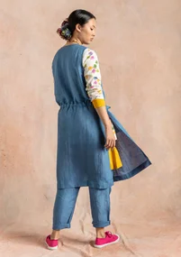 Dress in woven linen/modal - flax blue