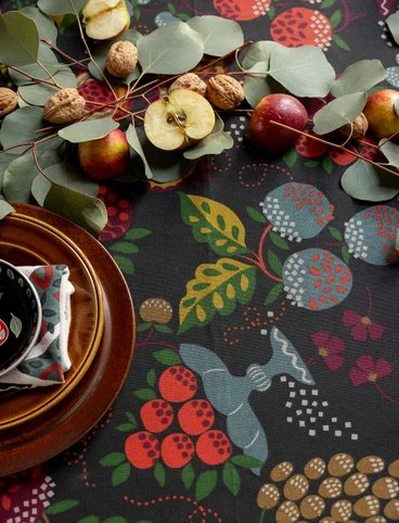 “Fruits” organic cotton tablecloth - dark ash grey