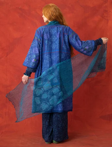 Vävd klänning "Cassiopeia" i ekologisk bomull/siden - porslinsblå