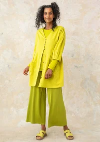 Woven organic cotton smock blouse - lime green