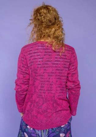 “Luisa” linen/recycled cotton pointelle cardigan - pink orchid