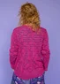 “Luisa” linen/recycled cotton pointelle cardigan (pink orchid XXL)