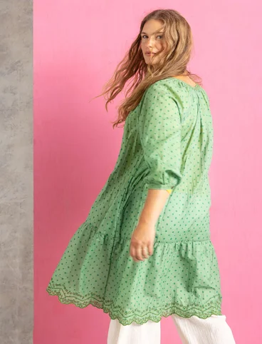 Vævet kjole "Lilly" i økologisk bomuld - afdæmpet grøn