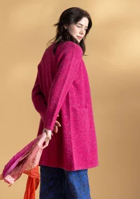 Long cardigan in wool - pink begonia