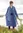 Vævet kjole "Ottilia" i økologisk bomuld - blåklokke