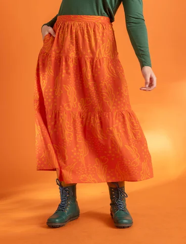 “Irma” woven ruffled skirt in organic cotton - chilli
