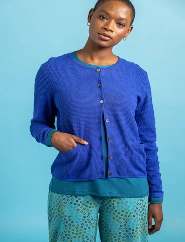 Cardigan in linen/recycled cotton - brilliant blue