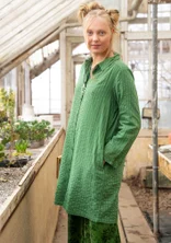 “Värmland” woven shirt dress in organic cotton - seaweed