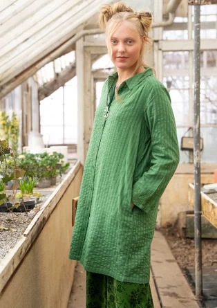 “Värmland” woven shirt dress in organic cotton - seaweed