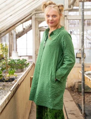 “Värmland” woven organic cotton shirt dress - seaweed