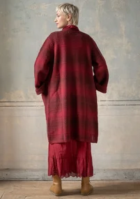 “Eckerö” long cardigan in space-dyed wool - cranberry