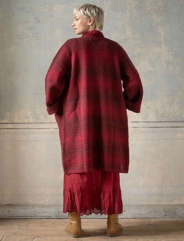 Long gilet "Eckerö" en laine space-dyed - cranberry