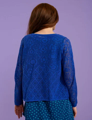 “Pezenas” pointelle cardigan in linen/recycled cotton - brilliant blue