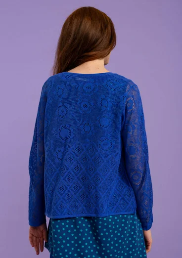 “Pezenas” linen/recycled cotton pointelle cardigan - brilliant blue