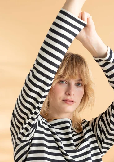 Essential striped top in organic cotton - black/ecru