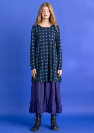 “Tyra” jersey top in organic cotton/modal - dark indigo/patterned