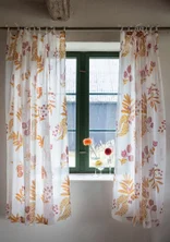 Short “Olives” curtain in organic cotton - pumpkin