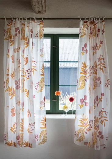 Short “Olives” curtain in organic cotton - pumpkin