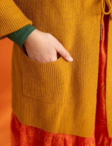 Long cardigan in wool - mustard