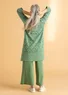 “Inez” knit dress in recycled/organic cotton (elm green S)