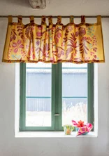 “Olives” curtain valance in organic cotton - light ochre