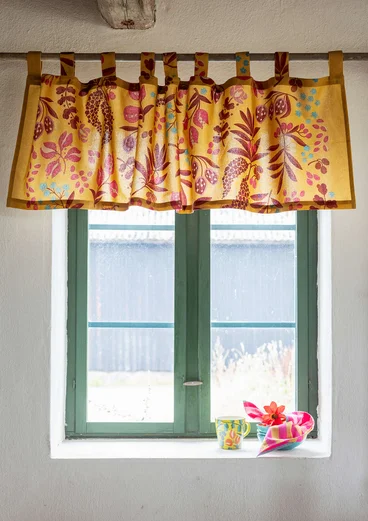 “Olives” curtain valance in organic cotton - light ochre