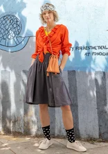 “Ines” woven organic cotton short skirt - graphite