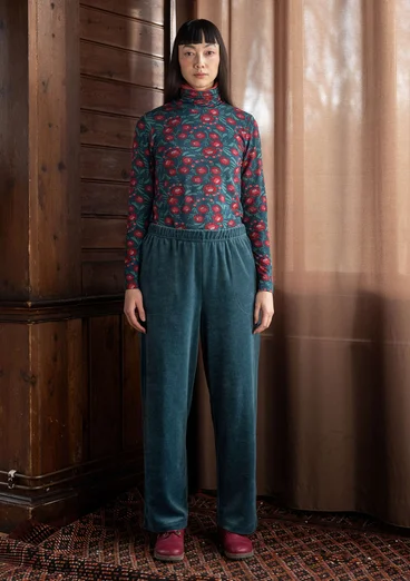“Nora” organic cotton/recycled polyester velour trousers - indigogrn