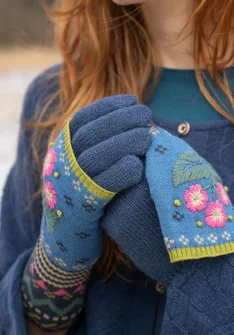 Lambswool gloves - indigo