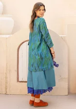 “Marie” woven dress in organic cotton/silk - indigofera/patterned