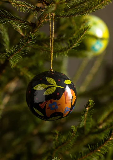 Boule de Noël en papier mâché - noir