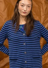 Striped and solid-colored knit blazer in a lambswool blend - dark indigo/cobalt blue