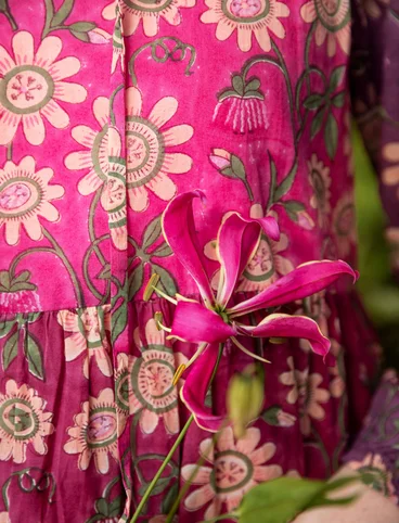 Vevd kjole «Floria» i økologisk bomull - rosa orkidé