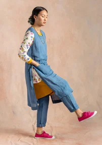 Dress in woven linen/modal - flax blue