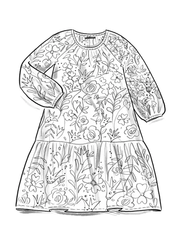 Vævet kjole "Meadow" i økologisk/genanvendt bomuld - vinrød
