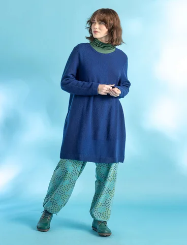 Knit tunic in wool/organic cotton - indigo blue