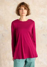 “Ellen” striped/solid-colour organic cotton/modal jersey tunic - red cabbage