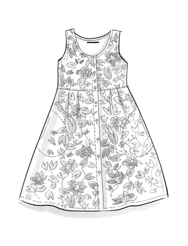 Vevd kjole «Lotus» i økologisk bomull - vinrød/mønstret