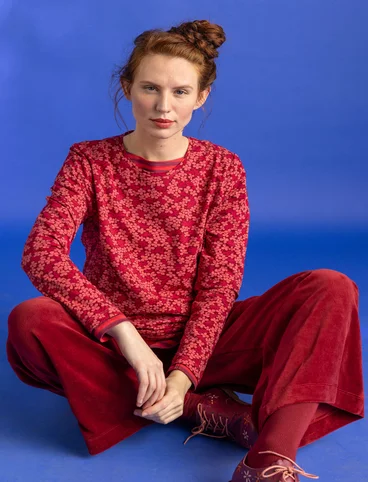 Velour pants in organic cotton/recycled polyester - pomegranate