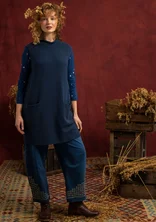 “Fields” embroidered organic cotton trousers - dark indigo