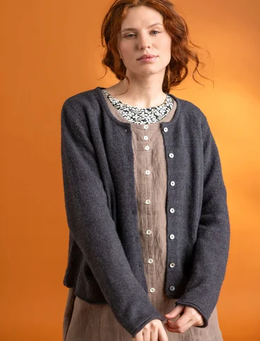 Cardigan in alpaca blend - dark ash grey/melange