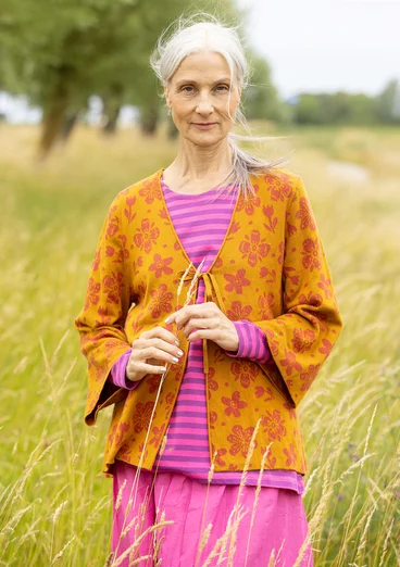 “Flora-Li” cardigan in organic/recycled cotton - curry