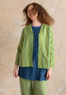 “Esme” woven cotton/linen jacket - kiwi/stripe
