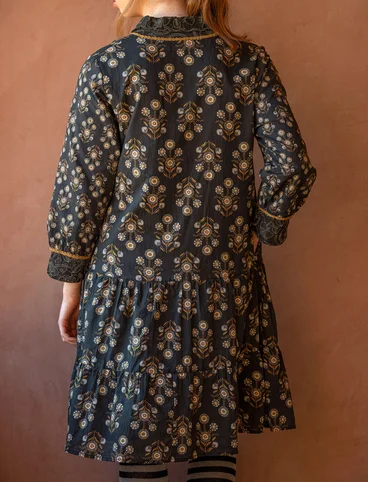 Vævet kjole "Damask" i økologisk bomuld - mørk askegrå