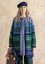“Luleälven” patterned cardigan in a lambswool/recycled wool blend - green sea glass