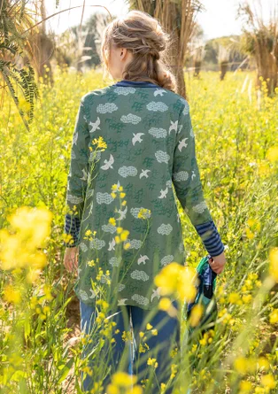 Tricot tuniek "Flyttfågel" van biologisch katoen - zeegroen