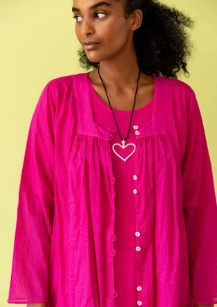 “Agnes” woven organic cotton smock blouse - pink begonia