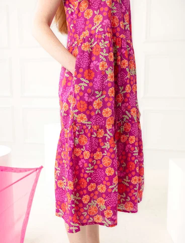 Vevd kjole «Bouquet» i økologisk bomull - rosa orkidé