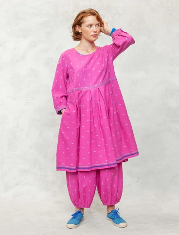 Robe tissée à motif "Signe" en coton bio - rose sauvage